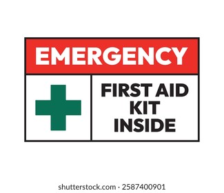 Emergency First Aid Kit Inside Safety Sign High Quality Vectorial File