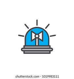 Emergency flasher filled outline icon, line vector sign, linear colorful pictogram isolated on white. Alarm siren symbol, logo illustration. Pixel perfect vector graphics