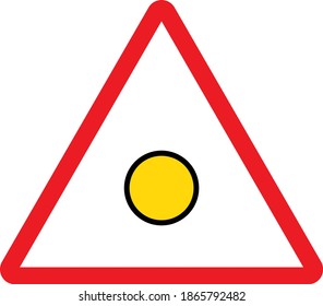 Emergency Flashing Light Sign. Red triangle background. Safety sign and symbol.