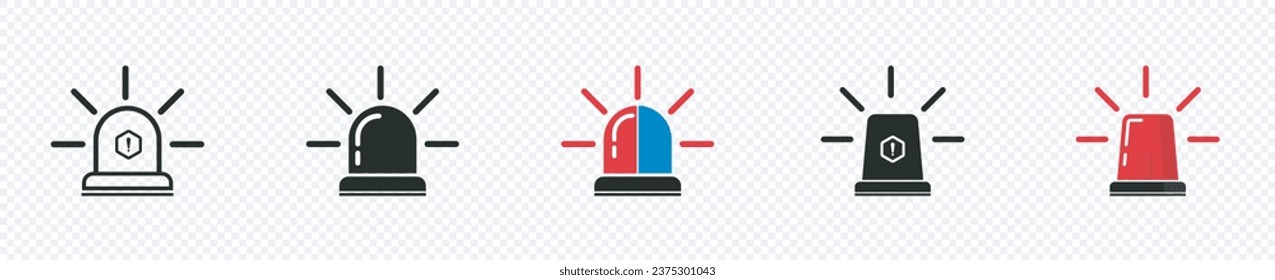 Emergency blinkend Siren Symbol in flachem Stil.Hazard-Warnleuchte, Sicherheits-Polizei-Aufmerksamkeit Lichtsignal-Stil einzeln auf transparentem Hintergrund.Vektorgrafik