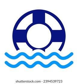 Emergency Float. Lifebuoy on the sea, water. Buoy, Sea-Watch. Life ring, saver. Quick Support, help, SOS. Boat equipment.