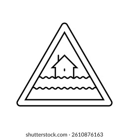 emergency flood warning line icon vector. emergency flood warning sign. isolated contour symbol black illustration
