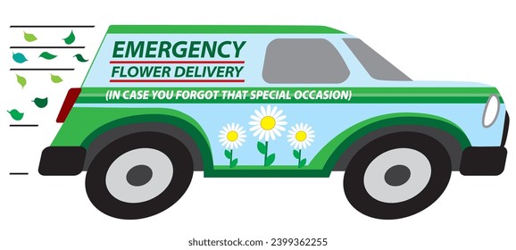 An emergency flower delivery van is speeding to it's destination