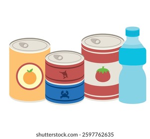 Emergency food including canned meals