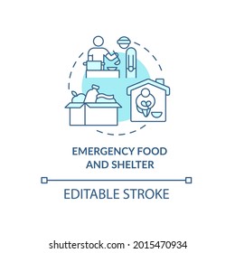 Emergency Food And Shelter Program Concept Icon. Humanitarian Aid And Nutrition In Emergency Abstract Idea Thin Line Illustration. Vector Isolated Outline Color Drawing. Editable Stroke