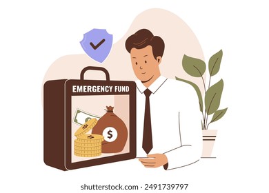 Emergency fund concept vector illustration. Illustration for websites, landing pages, mobile apps, posters and banners. Trendy flat vector illustration