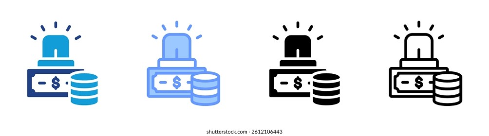 Emergency Fund icon set multiple style collection