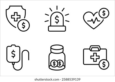 Emergency Fund Icon set, Save savings. Financial aid management. vector illustration on white background