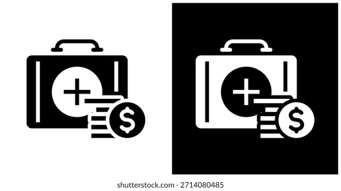 Icono Del Fondo De Emergencia Fijado En Fondo Blanco Y Negro