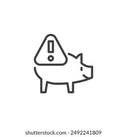 Emergency Fund line icon. linear style sign for mobile concept and web design. Piggy bank with an emergency symbol outline vector icon. Symbol, logo illustration. Vector graphics