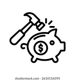 Emergency Fund Line Vector Illustration On White Background.