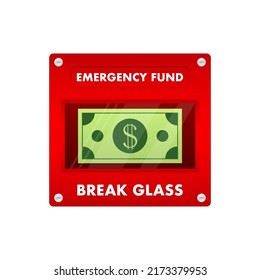 Emergency fund, money. Save savings. Financial aid management. Financial investment. Vector stock illustration