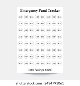 Emergency Fund tracker,Money Challenge,Saving Challenge,Savings Tracker,Money Goal Tracker,Money Saving Planner,Saving Cash Tracker