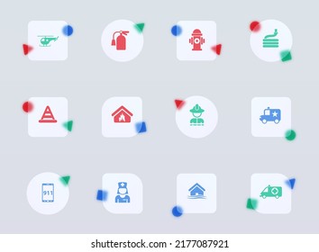 emergency glass morphism trendy style icons. emergency transparent glass color vector icon with color figures. for web and ui design, mobile apps and promo business advertising