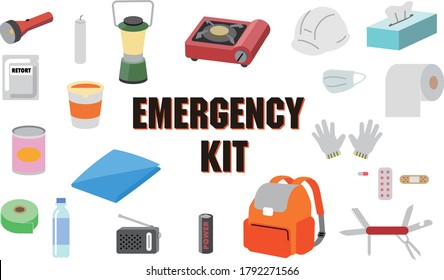 Emergency goods of illustrations, such as a mask