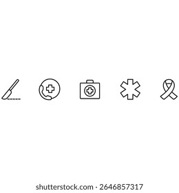 Icône de symbole de sensibilisation à la chirurgie d'assistance médicale de santé d'urgence dans l'illustration vectorielle de ligne d'accident vasculaire cérébral modifiable propre à l'usage du contributeur.