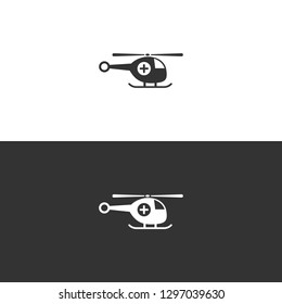 Emergency helicopter icon on a black and white background