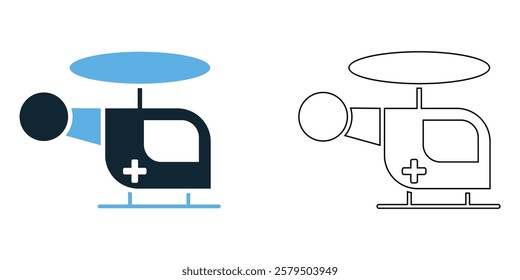 emergency helicopter icon vector, air ambulance, medical rescue or response, hospitals, clinics, paramedics and healthcare services pictogram symbol ui and ux design, glyphs and stroke line