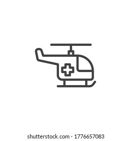 Emergency Helicopter line icon. linear style sign for mobile concept and web design. Ambulance helicopter outline vector icon. Symbol, logo illustration. Vector graphics