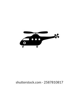 Emergency Helicopter, Medical Rescue Transport Solid Flat Vector Icon Isolated on White Background.