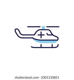 Emergency Helicopter related vector line icon. Isolated on white background. Vector illustration. Editable stroke