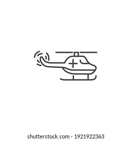 Emergency Helicopter Thin Line Vector Icon. Flat Icon Isolated on the Black Background. Editable Stroke EPS file. Vector illustration.