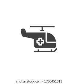 Emergency Helicopter vector icon. filled flat sign for mobile concept and web design. Ambulance helicopter glyph icon. Symbol, logo illustration. Vector graphics
