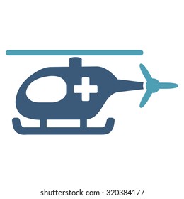 Emergency Helicopter vector icon. Style is bicolor flat symbol, cyan and blue colors, rounded angles, white background.