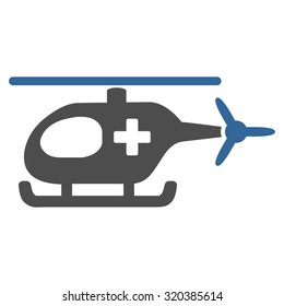 Emergency Helicopter vector icon. Style is bicolor flat symbol, cobalt and gray colors, rounded angles, white background.
