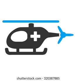 Emergency Helicopter vector icon. Style is bicolor flat symbol, blue and gray colors, rounded angles, white background.