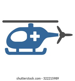 Emergency Helicopter vector icon. Style is bicolor flat symbol, cobalt and gray colors, rounded angles, white background.