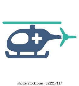 Emergency Helicopter vector icon. Style is bicolor flat symbol, cobalt and cyan colors, rounded angles, white background.