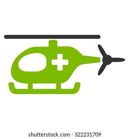 Emergency Helicopter vector icon. Style is bi-color flat symbol, eco green and gray colors, rounded angles, white background.
