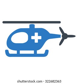 Emergency Helicopter vector icon. Style is bicolor flat symbol, smooth blue colors, rounded angles, white background.