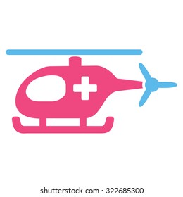 Emergency Helicopter vector icon. Style is bicolor flat symbol, pink and blue colors, rounded angles, white background.