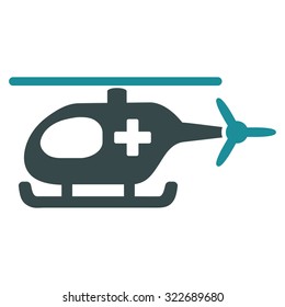 Emergency Helicopter vector icon. Style is bicolor flat symbol, soft blue colors, rounded angles, white background.