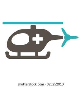 Emergency Helicopter vector icon. Style is bicolor flat symbol, grey and cyan colors, rounded angles, white background.