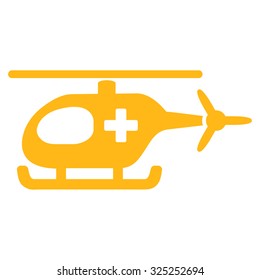 Emergency Helicopter vector icon. Style is flat symbol, yellow color, rounded angles, white background.