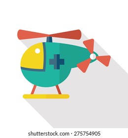Emergency helicopters flat icon with long shadow