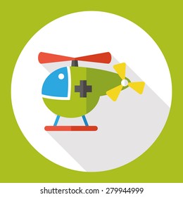 Emergency helicopters flat icon with long shadow