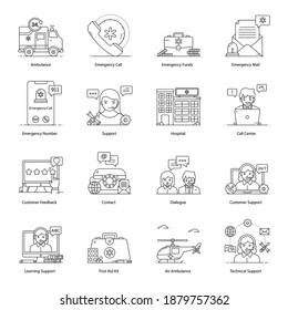 
Emergency Help Center Flat Icons Pack 