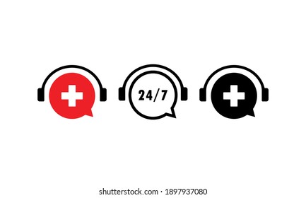 Emergency help service. Call ambulance 24 7. Medical company service. Vector EPS 10. Isolated on white background