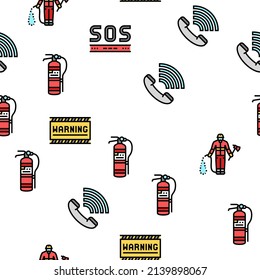 Emergency Helping In Accident Vector Seamless Pattern Thin Line Illustration