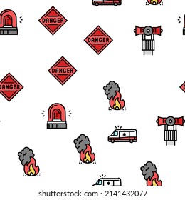 Emergency Helping In Accident Vector Seamless Pattern Thin Line Illustration