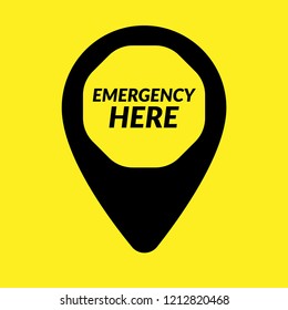 emergency here. emergency map pin