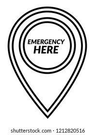 emergency here. emergency map pin
