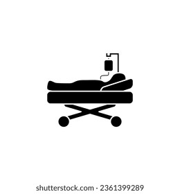 Emergency hospital bed in black fill silhouette flat icon style. Vector illustration from World First Aid Day design element collection. Editable graphic resources for many purposes.