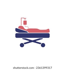 Emergency hospital bed in colored flat icon style. Vector illustration from World First Aid Day design element collection. Editable graphic resources for many purposes.