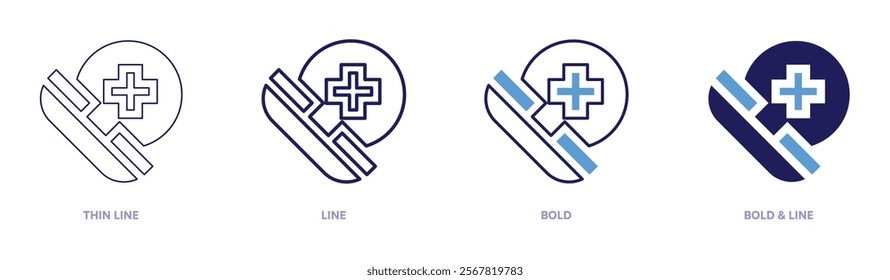 Emergency icon in 4 different styles. Thin Line, Line, Bold, and Bold Line. Duotone style. Editable stroke.