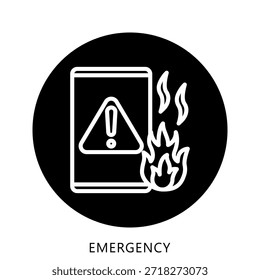 Icono De Emergencia Botón Mini Ilustración, Uso Para El Concepto Moderno, Impresión, Ui, Ux Kit, Web Y Desarrollo De App. Vector Relacionado Con Bomberos, Rescate Y Más